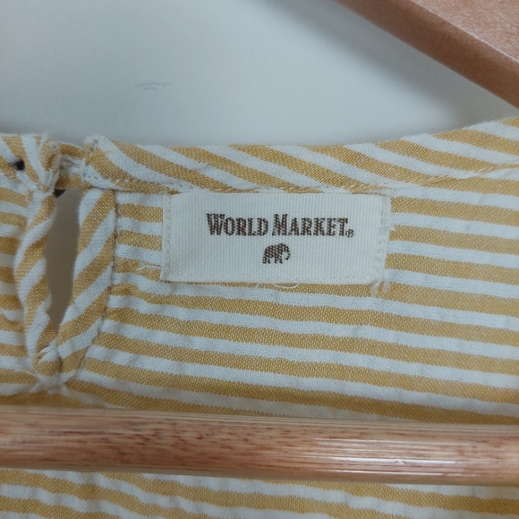 World Market Seersucker Embroidered Crochet Lace Trim Top, S/M - Picture 9 of 11